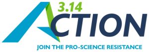 a text logo that reads "3.14 Action Join the pro-Science Resistance"
